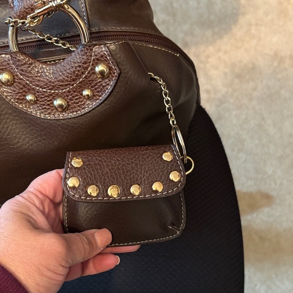 Kathy Van Zeeland Studded Brown Shoulder Bag - Picture 3 of 5